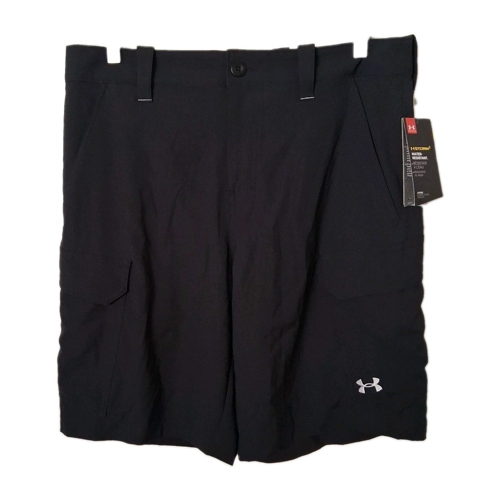 NOS Under Armour Men's 34 X 10" Black Fish Hunter Cargo Short Style 1244207